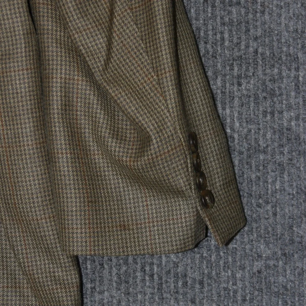 Polo University by Ralph Lauren Blazer Mens 46R Brown Wool Silk Houndstooth‎